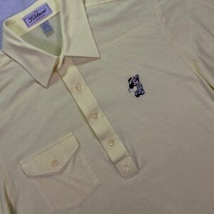 Titleist Mens Polo Large Yellow Vintage Mickey Mouse Golf Embroidered Japan